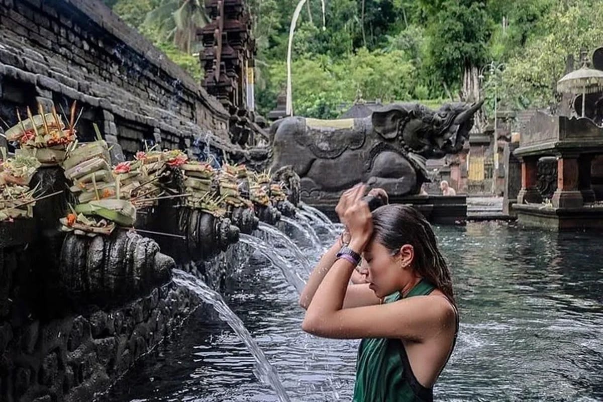 Balinese purification ritual at a temple near Ubud